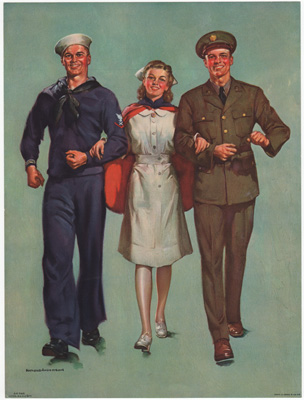 WWII servicemen and nurse